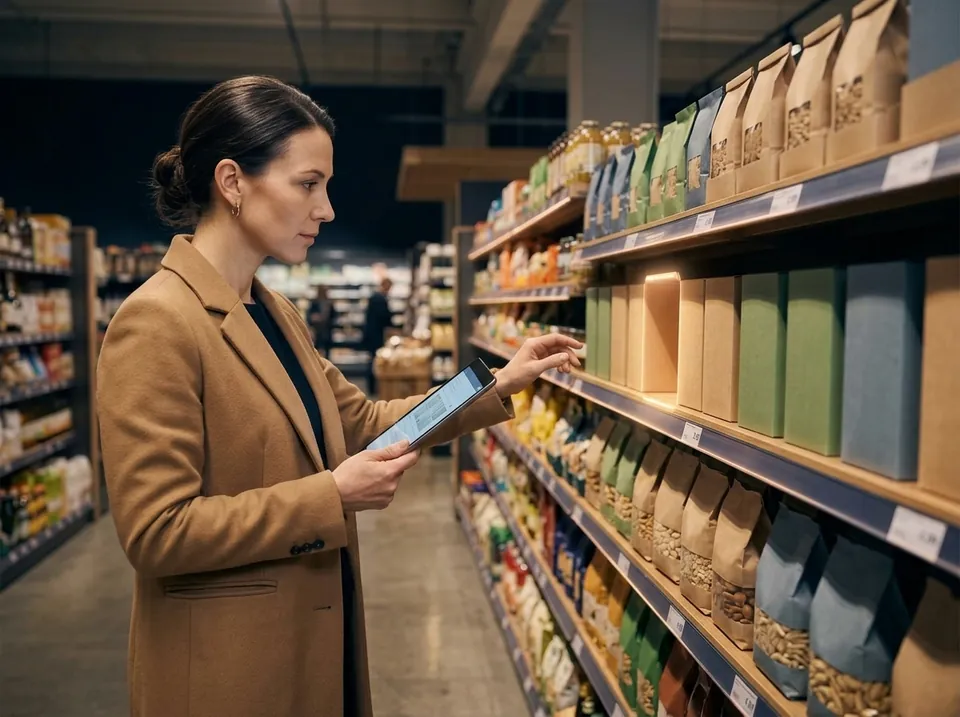 A brand manager checking product presence on the shelf