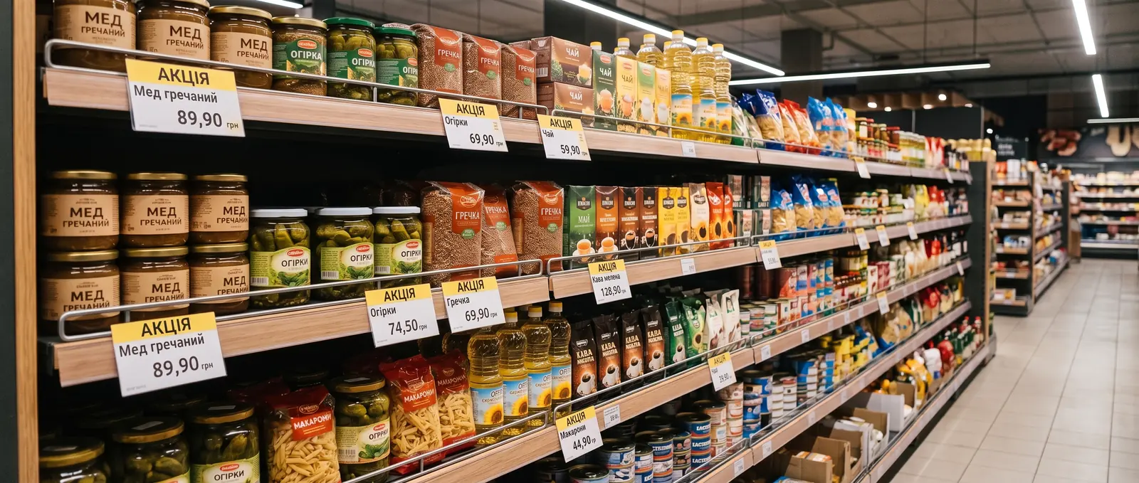 A supermarket shelf with recognized price tags